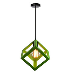 Avis Stoex E27 Lustre Suspension industrielle Contemporain forme Cube Carré, Lampe de Plafond en Métal Fer Abat-Jour Luminaire, Vert