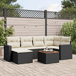 Maison Chic Salon de jardin 7 pcs avec coussins | Ensemble de Table et chaises | Mobilier d'Extérieur noir résine tressée -GKD73218