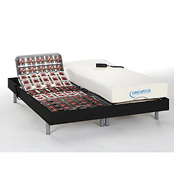 Avis Vente-Unique Lit électrique de relaxation tout plots + matelas mémoire de forme - 2 x 80 x 200 cm - Noir - HESIODE III de DREAMEA