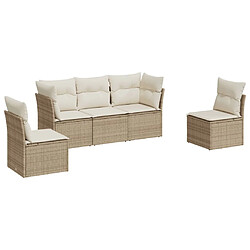 vidaXL Salon de jardin avec coussins 5 pcs beige résine tressée