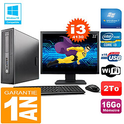 PC HP EliteDesk 800 G1 SFF Core I3-4130 16Go Disque 2 To Wifi W7 Ecran 22" - Occasion