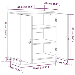 vidaXL Buffet Marron miel 65,5x40x75 cm Bois massif de pin pas cher