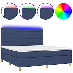 Maison Chic Lit adulte- Lit + matelas,Sommier à lattes de lit et matelas et LED Bleu 180x200 cm Tissu -GKD44710