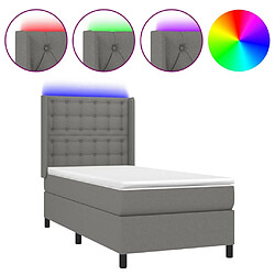 Sommier à lattes et matelas LED,Cadre à lattes de lit pour Adulte Gris foncé 100x200 cm Tissu -MN78897