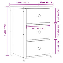 vidaXL Tables de chevet 2 pcs noir 40x36x60 cm bois d’ingénierie pas cher