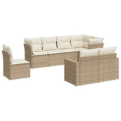 vidaXL Salon de jardin avec coussins 8 pcs beige résine tressée