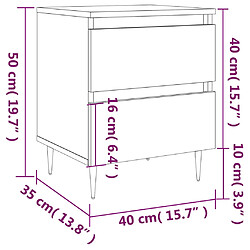 vidaXL Tables de chevet 2 pcs chêne fumé 40x35x50 cm bois ingénierie pas cher