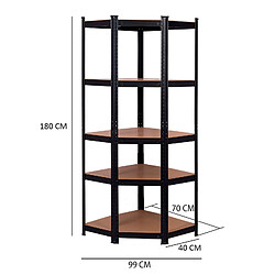 Catter House Étagère Réglable de Rangement d'Angle à 5 Niveaux CATTERHOUSE Hans Plus 70x40x180 cm Charge Lourde 875 Kg Cadre Acier Noir pas cher