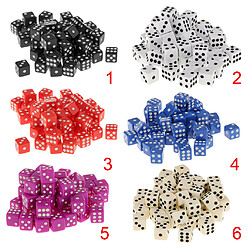 Avis 12mm 50pcs Acrylique Six Sided Jeux Spot Dice Party Dice Noir Couleur