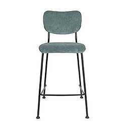 Mes Lot de 2 tabourets de bar H65 cm en tissu bleu - BENSON