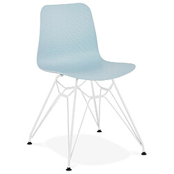 Alterego Chaise moderne 'GAUDY' bleue avec pied en métal blanc