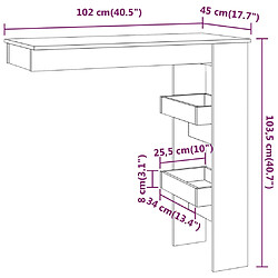 vidaXL Table bar murale Chêne Sonoma 102x45x103,5 cm Bois d'ingénierie pas cher