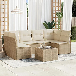 vidaXL Salon de jardin avec coussins 7 pcs beige résine tressée 