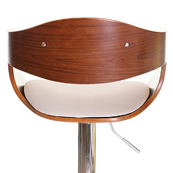 Mendler Tabouret de bar HWC-A47, chaise de comptoir, design rétro, bois courbé ~ aspect noix, crème