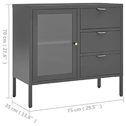 vidaXL Buffet Anthracite 75x35x70 cm Acier et verre trempé pas cher