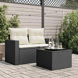 Avis Maison Chic Table de jardin | Table d'extérieur dessus en verre noir 55x55x37 cm résine tressée -GKD92337