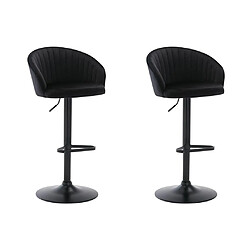 Vente-Unique Lot de 2 tabourets de bar en velours et métal - Hauteur réglable - Noir - DORALIZ 