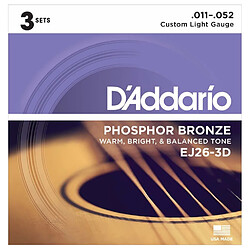 Pack 3 D'Addario EJ26 light - Jeux de cordes guitare acoustique 