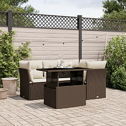 vidaXL Salon de jardin avec coussins 5 pcs marron résine tressée 