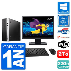 PC HP 400 G4 SFF Ecran 22" Intel G4400 RAM 32Go Disque Dur 2To Windows 10 Wifi · Occasion 