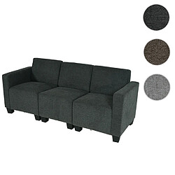 Mendler Canapé modulaire 3 places Couch Lyon, tissu/textile ~ gris anthracite 