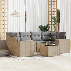 Maison Chic Salon de jardin avec coussins 7 pcs, Ensemble Tables et chaises de jardin, beige résine tressée -GKD488004