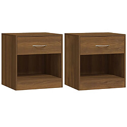 vidaXL Tables de chevet 2 pcs avec tiroir Chêne marron