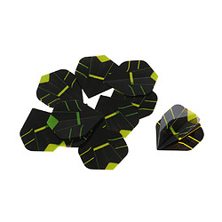 10pcs accessoire de queue de vols de dard de forme standard pour le jeu de fléchettes noir et vert