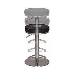 Mes Tabouret de bar rond réglable en hauteur 38x38x57/82 cm en PU noir pas cher