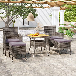 Maison Chic Ensemble de salle à manger de jardin 5 pcs,Table et chaises d'extérieur pour relax Résine tressée et acacia Gris -GKD243322