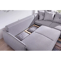 Acheter Bestmobilier Lena - canapé d'angle droit convertible - 5 places - gris clair - style scandinave