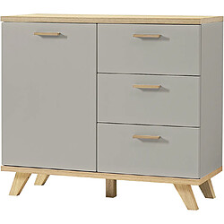 Pegane Commode coloris Gris pierre/Chêne Navarra repro - Dim : 96 x 88 x 41 cm