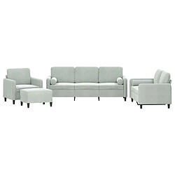 Maison Chic Ensemble de canapés 4 pcs avec coussins, Canapé droit Sofa pour Salon gris clair velours -GKD327140