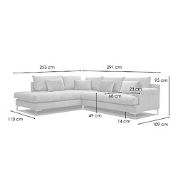 Acheter Courtois Laville Canapé d'angle gauche 5 places tissu graphite et jaune - BERRY