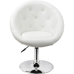 Acheter Decoshop26 Fauteuil oeuf capitonné design synthétique PU chaise bureau blanc FAL09001