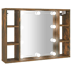 Helloshop26 Armoire à miroir avec led 76 x 15 x 55 cm chêne fumé 02_0006662 