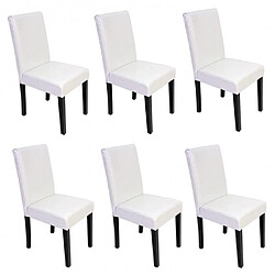 Decoshop26 Lot de 6 chaises de salle à manger synthétique blanc pieds foncés CDS04248