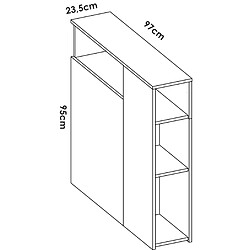 Pegane Tête de lit en bois coloris blanc - Longueur 97 x Profondeur 23,5 x Hauteur 95 cm