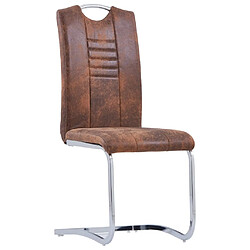 vidaXL Chaises à manger cantilever lot de 6 marron similicuir daim