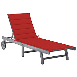 vidaXL Chaise longue de jardin avec coussin Gris Bois d'acacia solide 