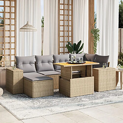 vidaXL Salon de jardin avec coussins 7 pcs beige résine tressée 