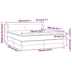 vidaXL Sommier à lattes de lit avec matelas Noir 180x200 cm Velours pas cher