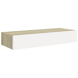 vidaXL Étagère à tiroir murale chêne et blanc 60x23,5x10 cm MDF