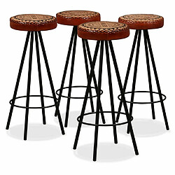 vidaXL Tabourets de bar lot de 4 cuir véritable 