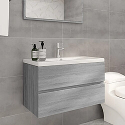 vidaXL Meuble lavabo avec bassin intégré Sonoma gris Bois d'ingénierie 