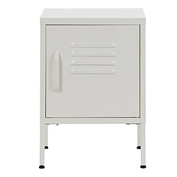 Pegane Table de nuit, table de chevet avec 1 porte en métal coloris blanc - longueur 35 x profondeur 35 x Hauteur 51 cm