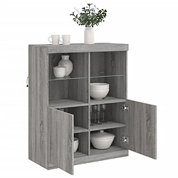 Maison Chic Commode Buffet - Meuble de rangement avec lumières LED sonoma gris 81x37x100 cm -GKD97156 pas cher