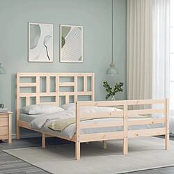 Avis Maison Chic Cadre/structure de lit avec tête de lit pour adulte - Lit Moderne Chambre 140x200 cm bois massif -MN86505