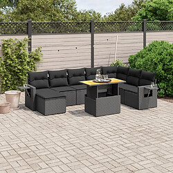 Maison Chic Ensemble Tables et chaises d'extérieur 9 pcs avec coussins,Salon de jardin noir résine tressée -GKD275342