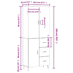 vidaXL Buffet haut Noir 69,5x34x180 cm Bois d'ingénierie pas cher